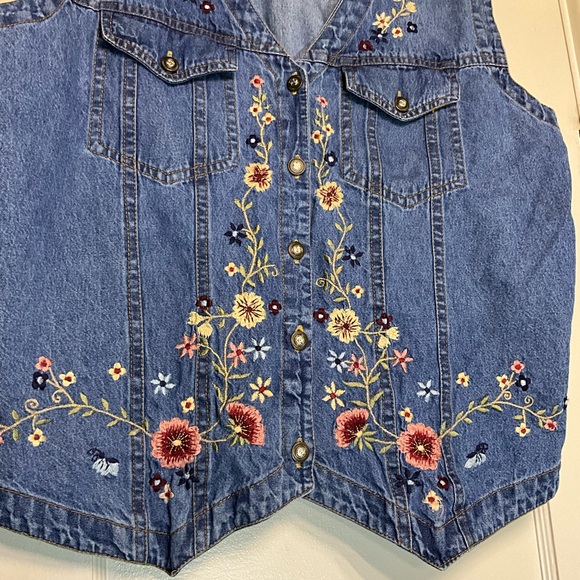 Vintage Studio West Embroidered Floral Denim Vest - Picture 3 of 7